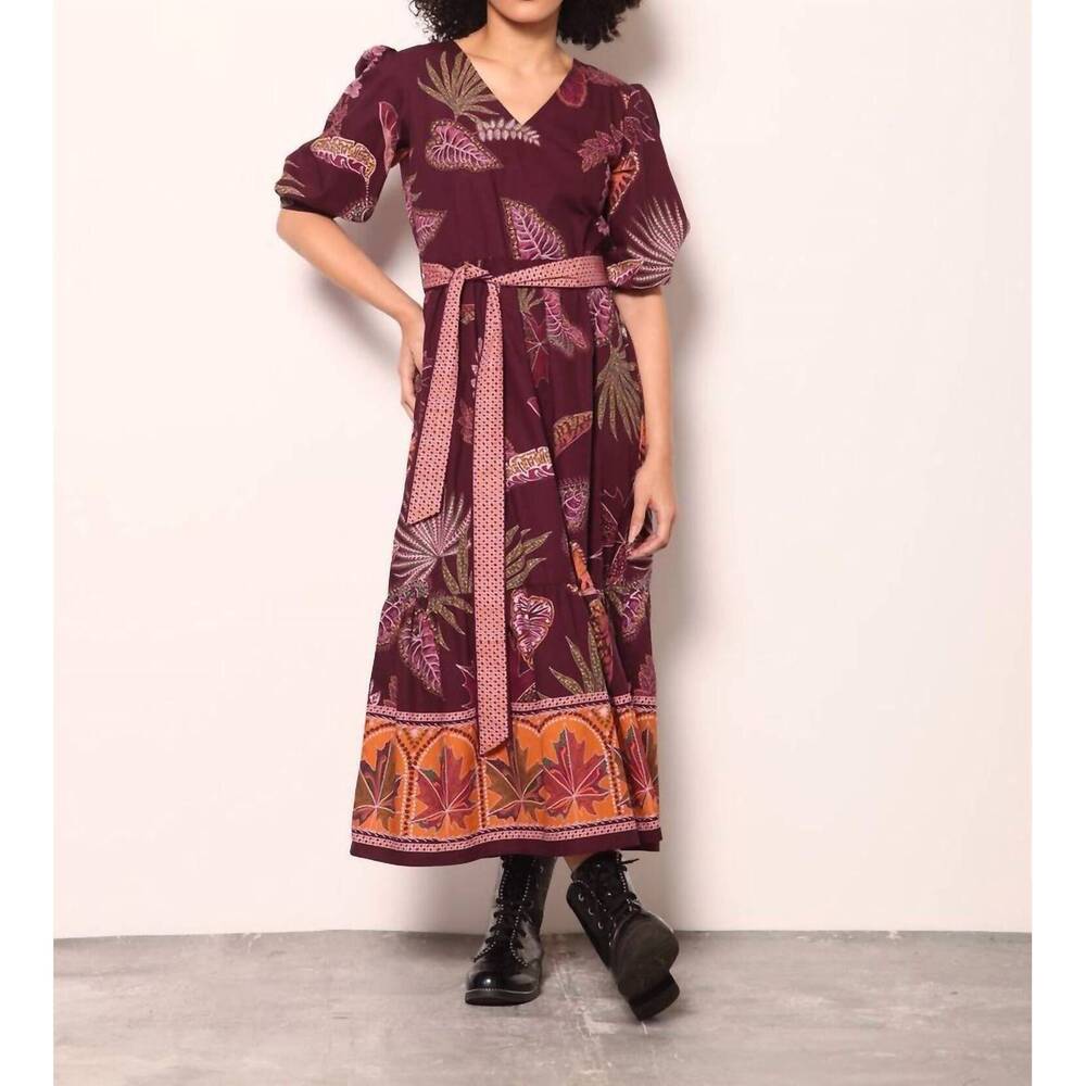 NEW MAUDE VIVANTE molly maxi dress in wine floral